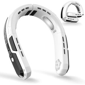 White‎ Black Wearable Neck Fan Rechargeable 6000mAh 3 Speed USB Type C